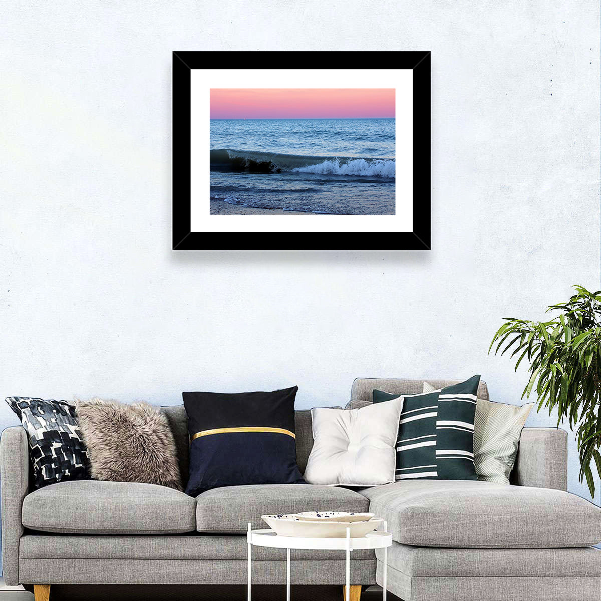 Lake Michigan Sunset with Sailboat Wall Art