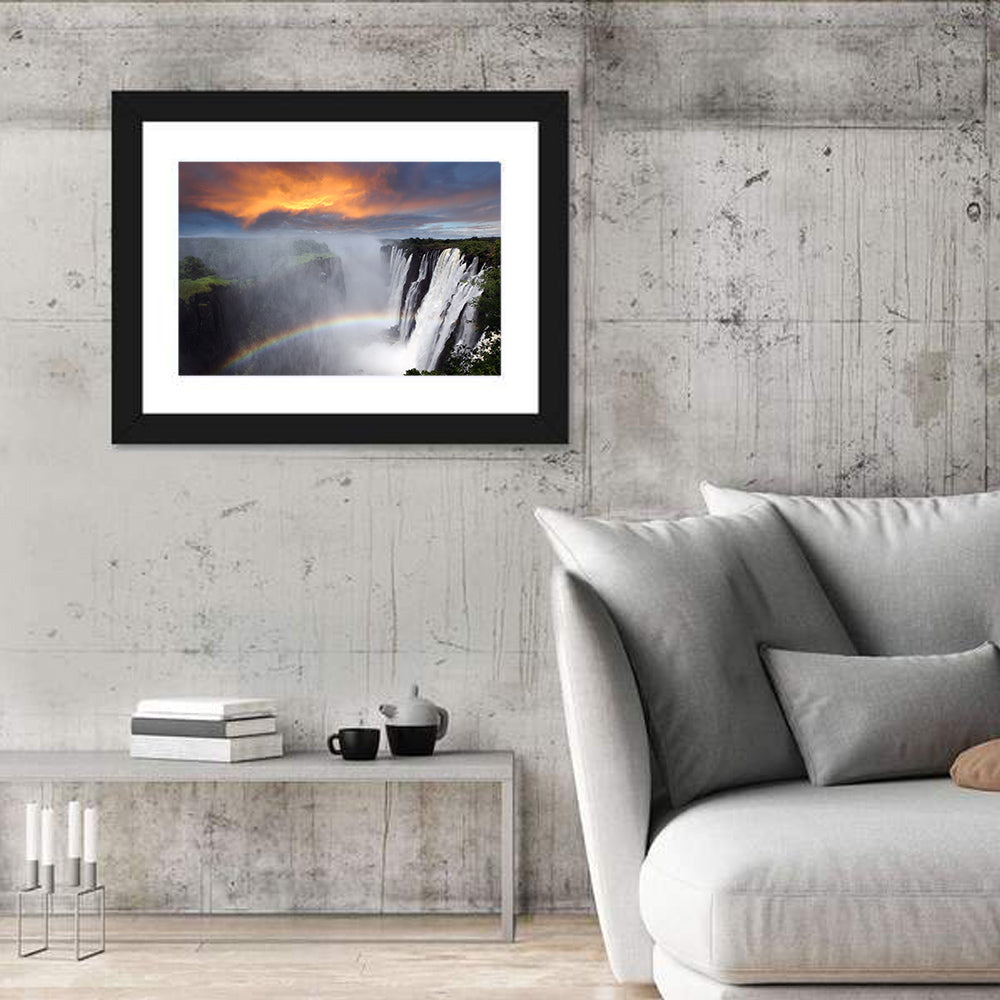 Victoria Falls Rainbow at Dusk Wall Art