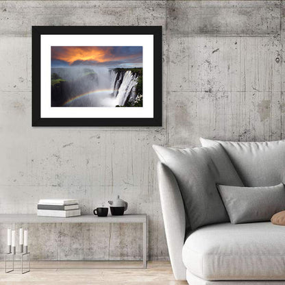 Victoria Falls Rainbow at Dusk Wall Art