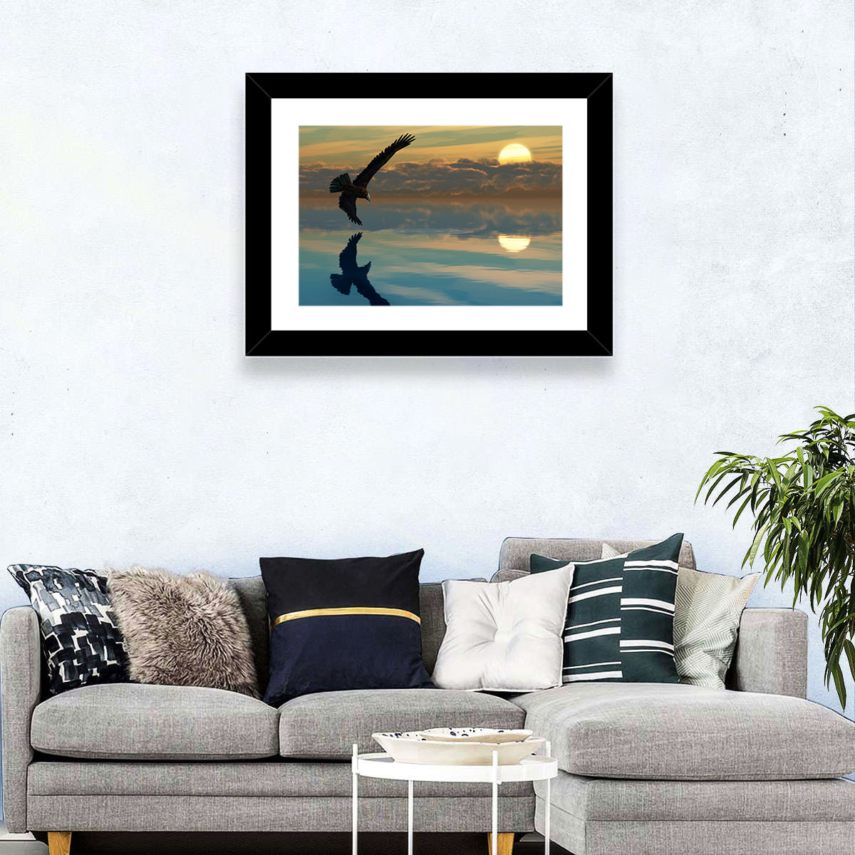 Bald Eagle Sunset Reflection Wall Art