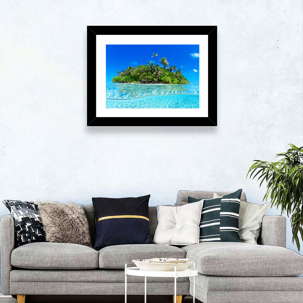Tropical Island Lagoon Split-level Seascape Wall Art