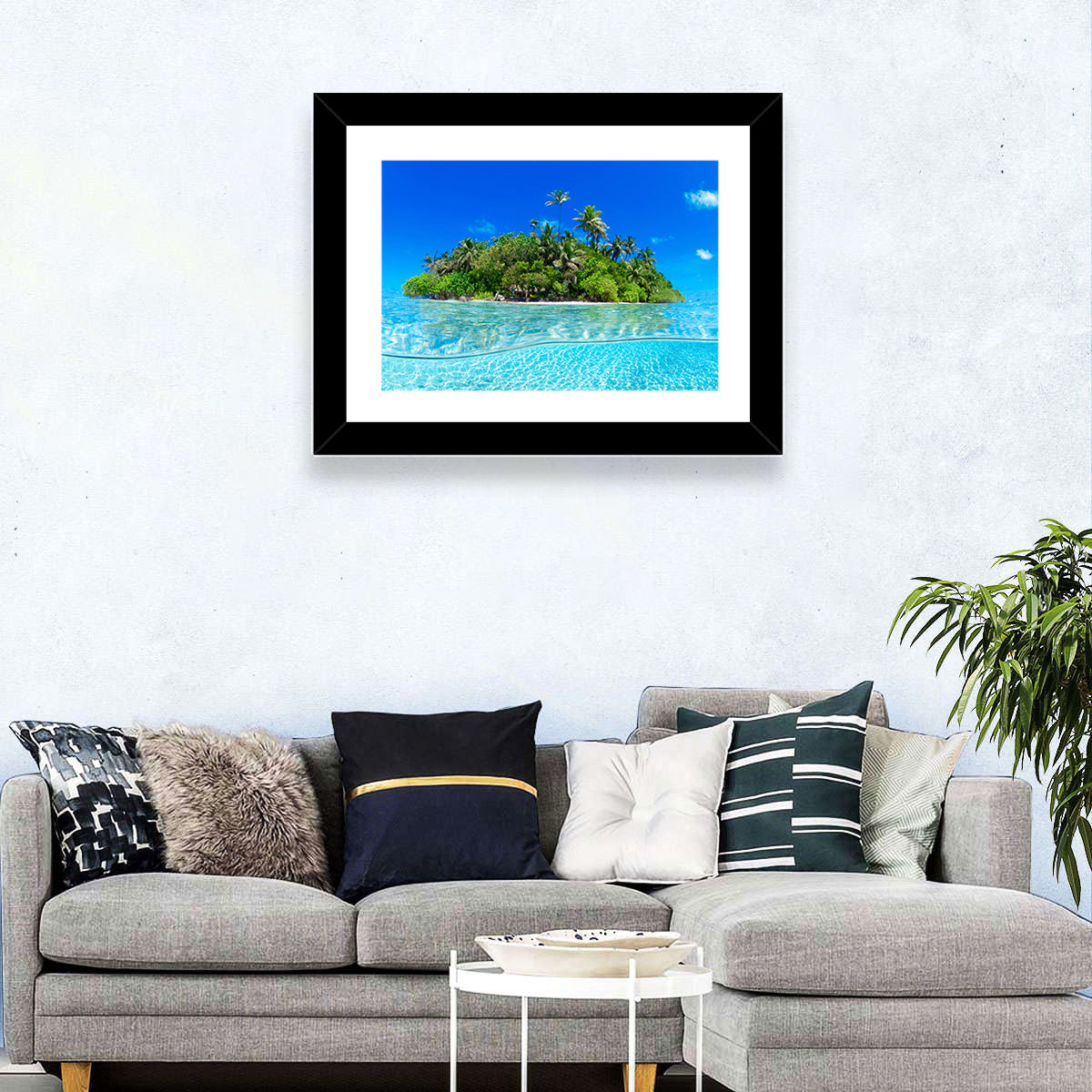 Tropical Island Lagoon Split-level Seascape Wall Art