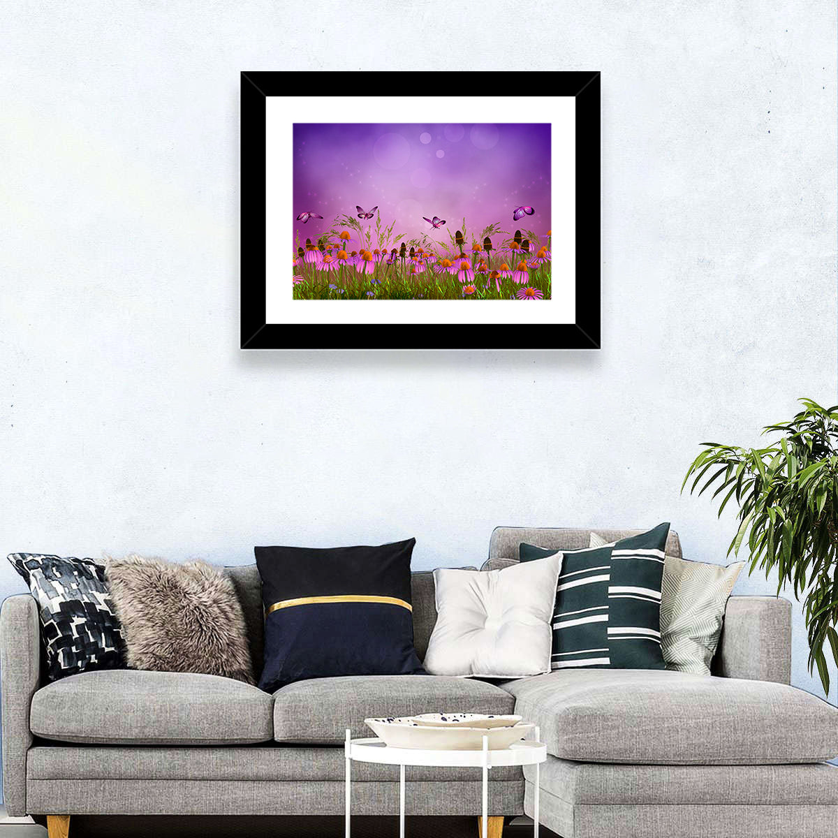 Purple Coneflower Butterfly Meadow Wall Art