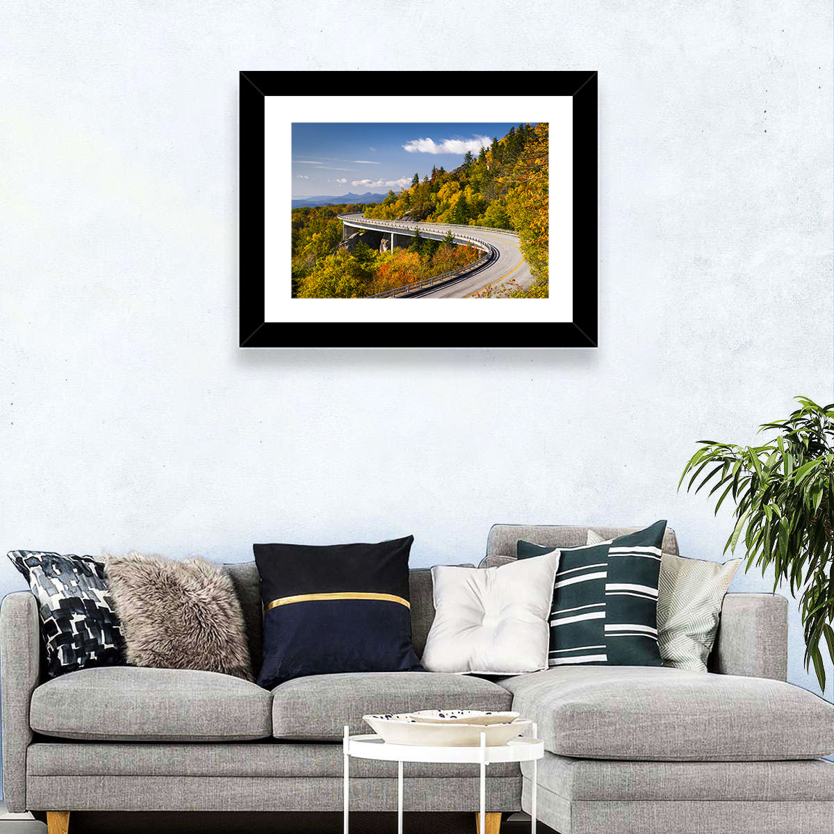 Linn Cove Viaduct at Grandfather Mountain Wall Art in a room, landscape