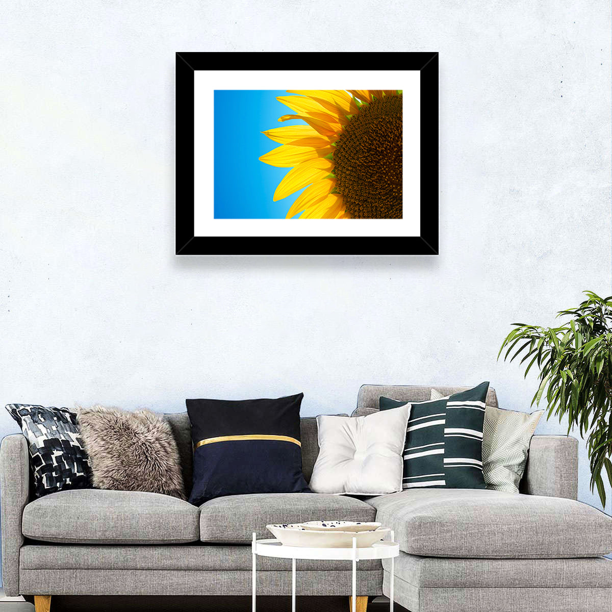 Sunflower Close-up Wall Art in a room, landscape