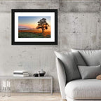 Misty Meadow Sunrise with Lone Tree Wall Art