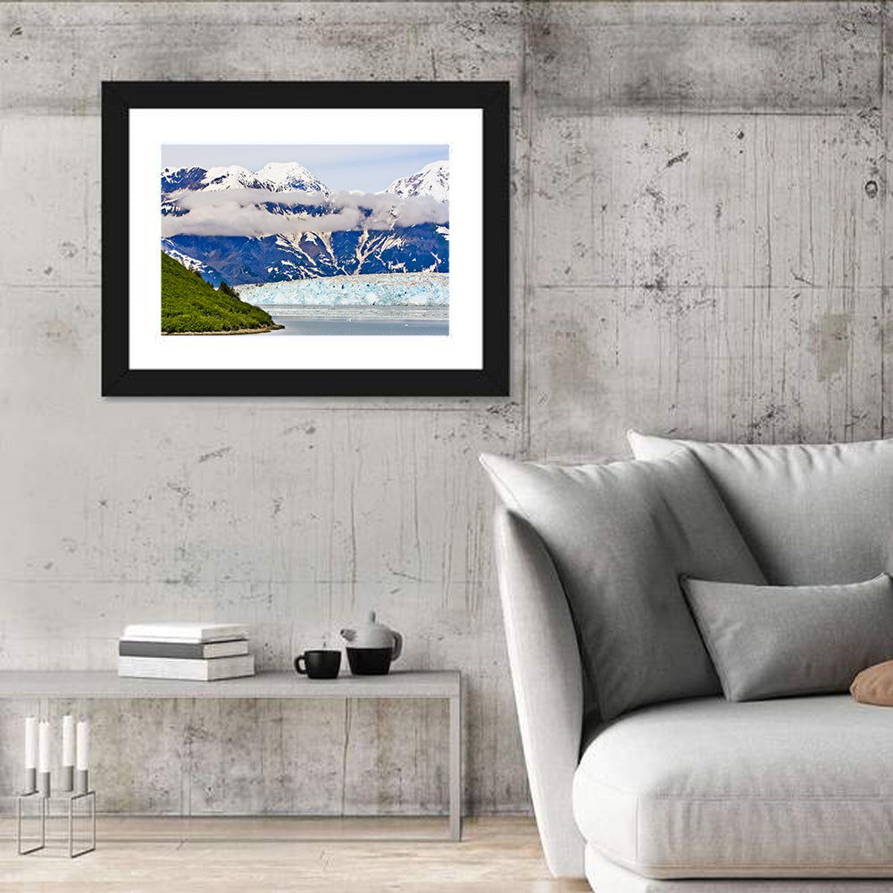 Hubbard Glacier and Snowcapped Peaks Wall Art in a room, landscape