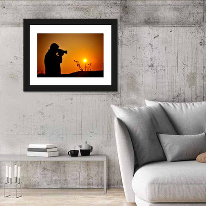 Golden Hour Photographer Silhouette Wall Art