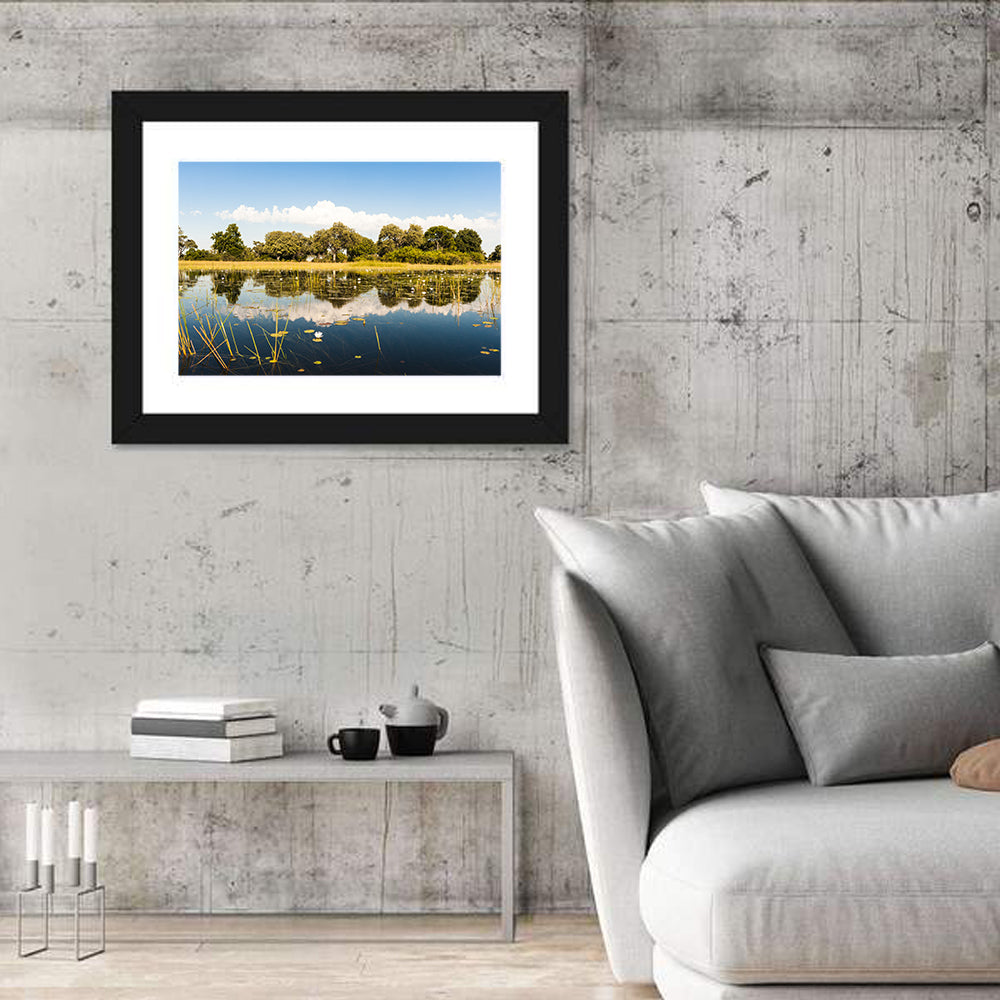 Okavango Delta Waterlilies Wall Art in a room, landscape
