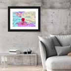 Zurich Map with Red Pin Wall Art