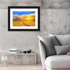 Sunlit Meadow Path with Dramatic Clouds Wall Art