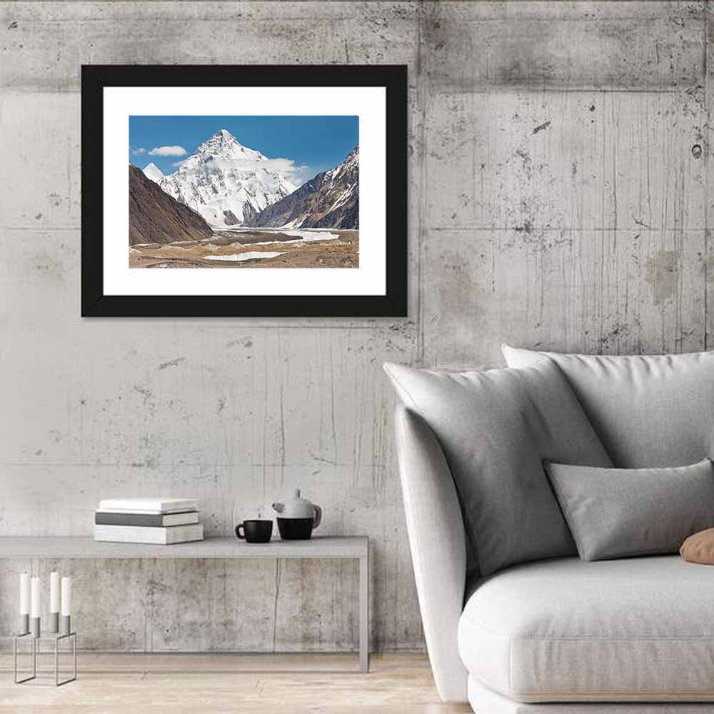 K2 Peak Karakoram Wall Art in a room, landscape