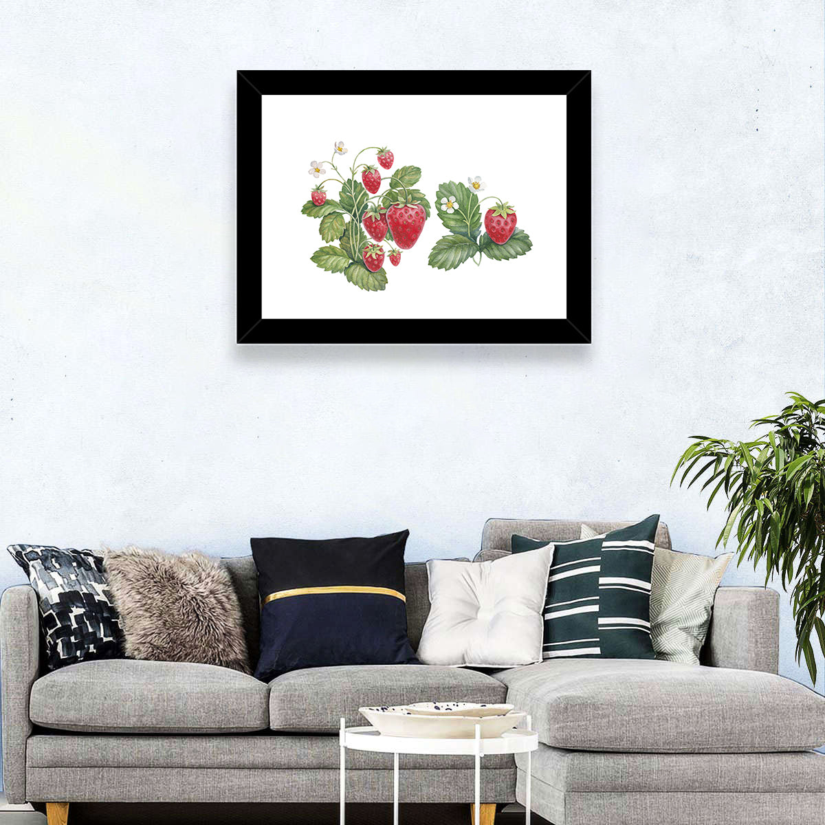 Fresh Strawberry Botanical Illustration Wall Art