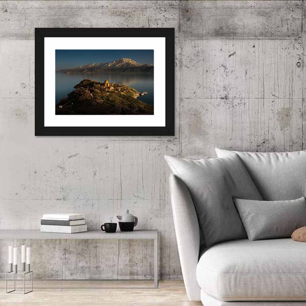 Akdamar Cathedral on Lake Van Wall Art in a room, landscape