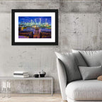 Illuminated Oil Refinery at Twilight Wall Art