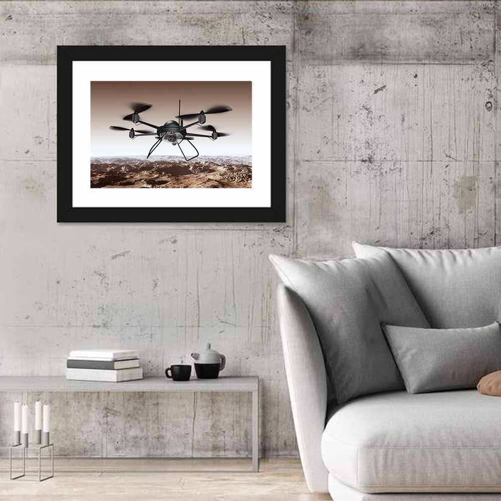 Spy Drone Over Arid Landscape Wall Art