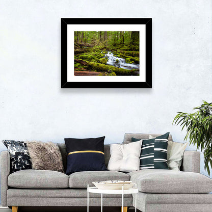 Mossy Cascade Forest Stream Wall Art