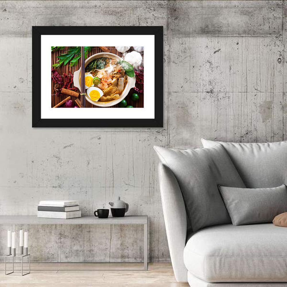 Malaysian Prawn Mee Bowl Wall Art in a room, landscape