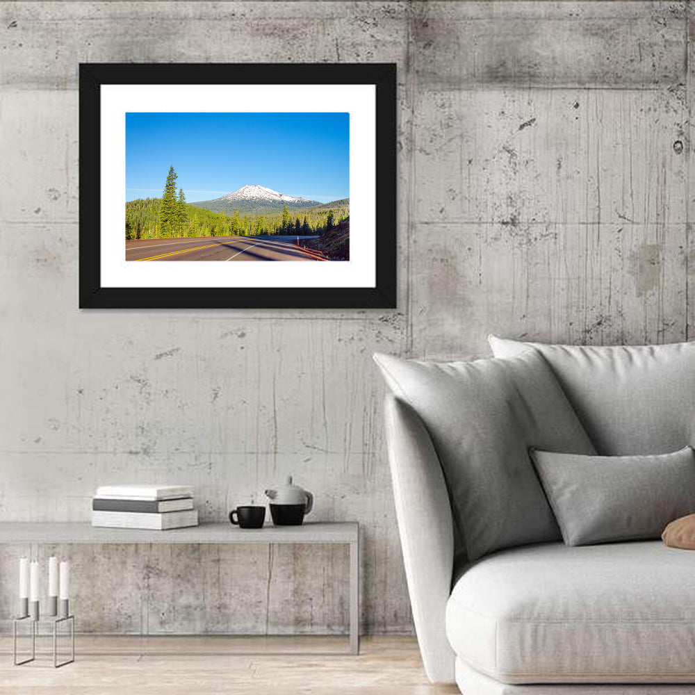 Highway to Mount Bachelor Wall Art in a room, landscape