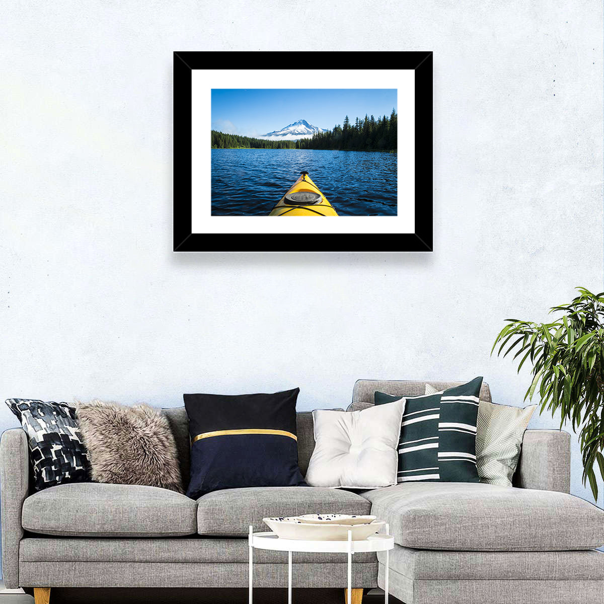 Yellow Kayak at Trillium Lake Wall Art