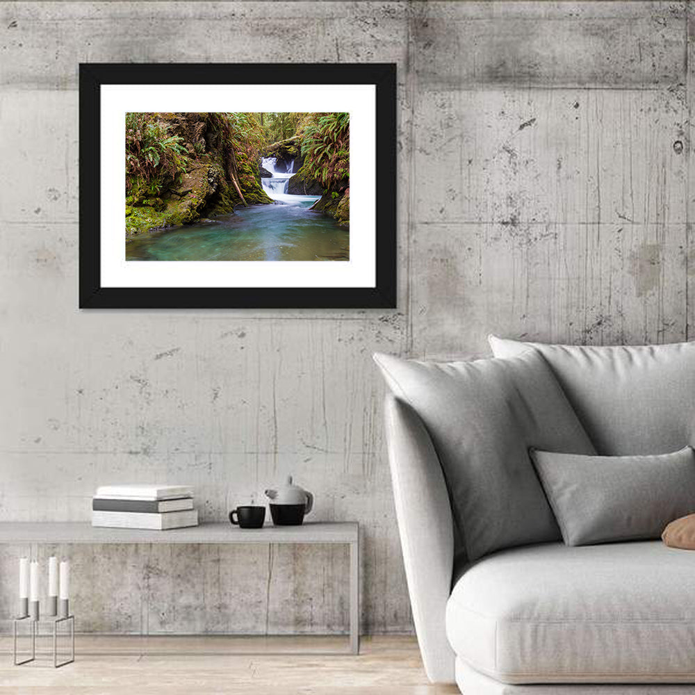 Willaby Creek Waterfall Wall Art in a room, landscape