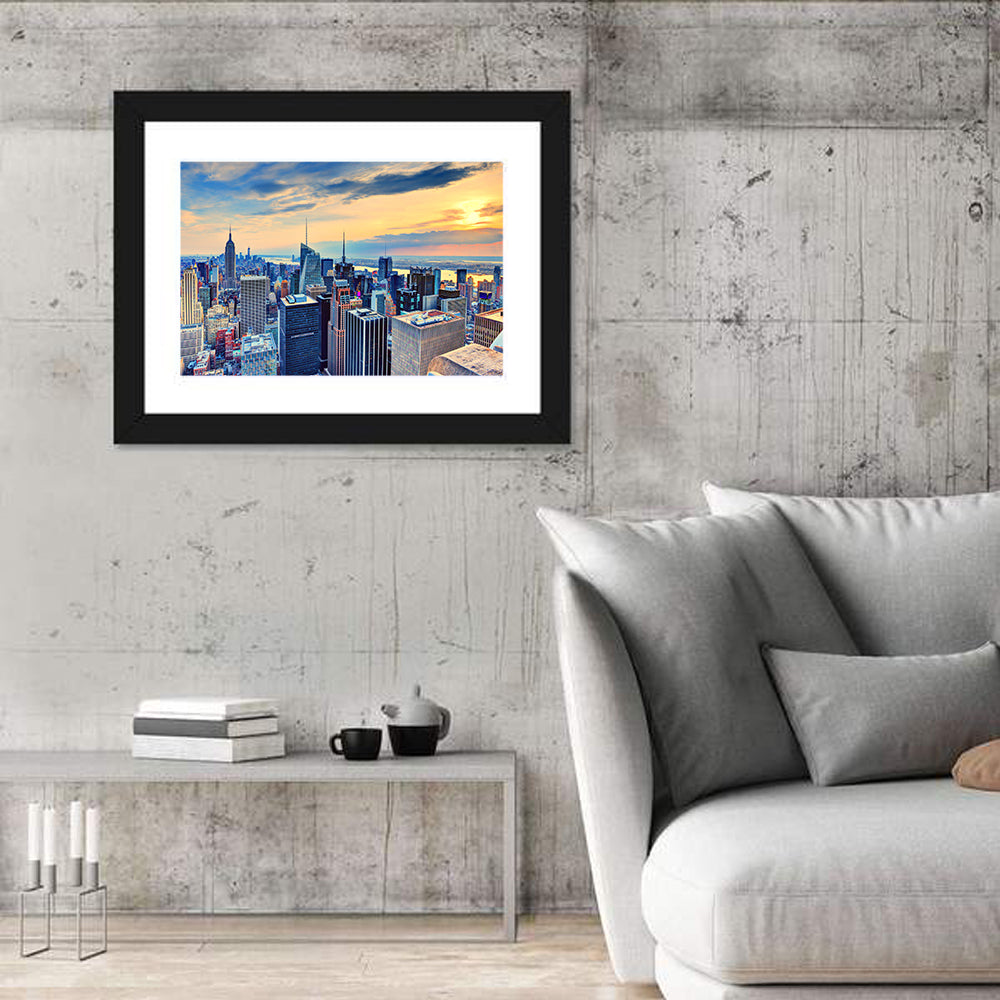 Midtown Manhattan Skyline at Dusk Wall Art in a room, landscape