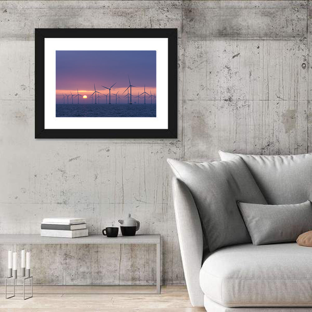 Twilight Offshore Wind Farm Wall Art in a room, landscape