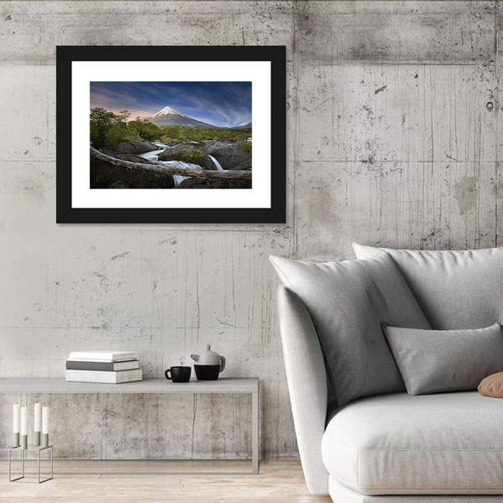 Osorno Volcano at Petrohue Falls Wall Art in a room, landscape