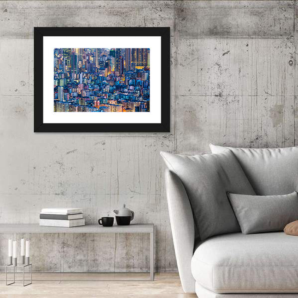 Hong Kong Night Cityscape from Above Wall Art in a room, landscape