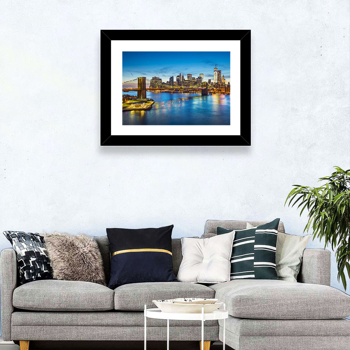 Brooklyn Bridge with Jane's Carousel Wall Art in a room, landscape