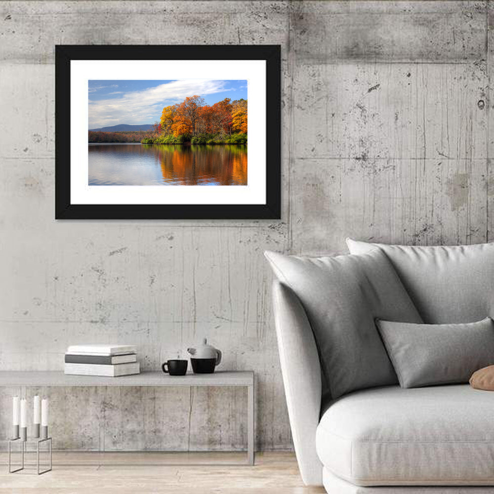 Autumn Lake with Mountain Reflection Wall Art