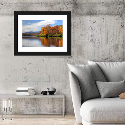 Autumn Lake with Mountain Reflection Wall Art