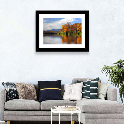 Autumn Lake with Mountain Reflection Wall Art