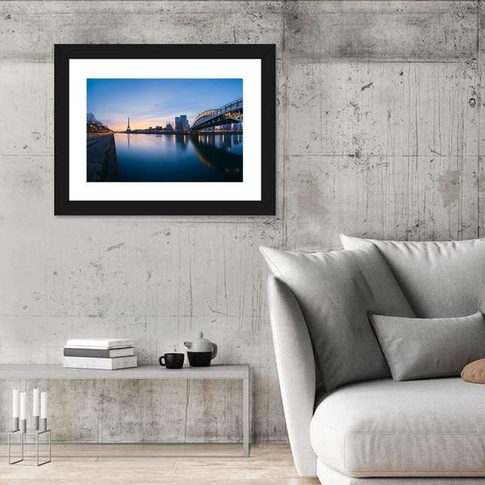 Eiffel Tower Golden Hour Reflection Wall Art