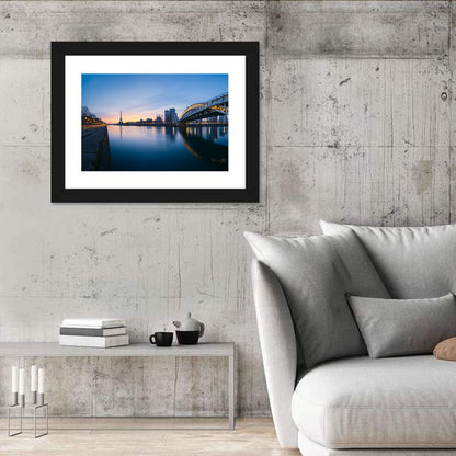 Eiffel Tower Golden Hour Reflection Wall Art