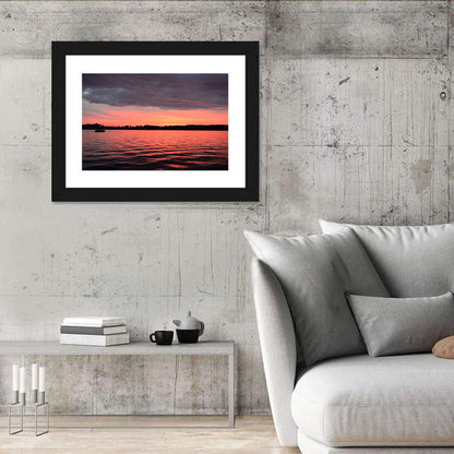 Lake James Sunset with Boat Wall Art