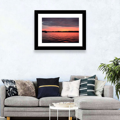 Lake James Sunset with Boat Wall Art