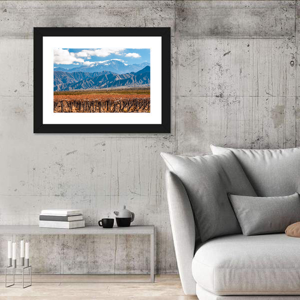 Vineyard Below Aconcagua Wall Art in a room, landscape