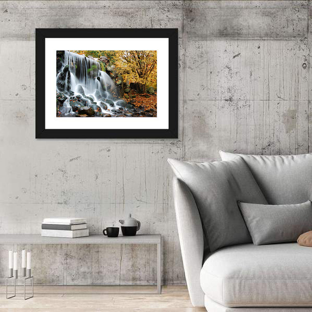 Autumn Waterfall at Sonsbeek Park Wall Art in a room, landscape