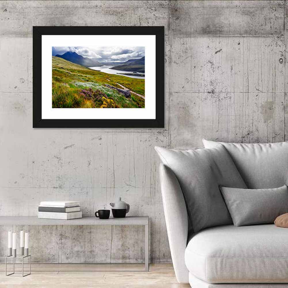 Inverpolly Lake Wall Art in a room, landscape