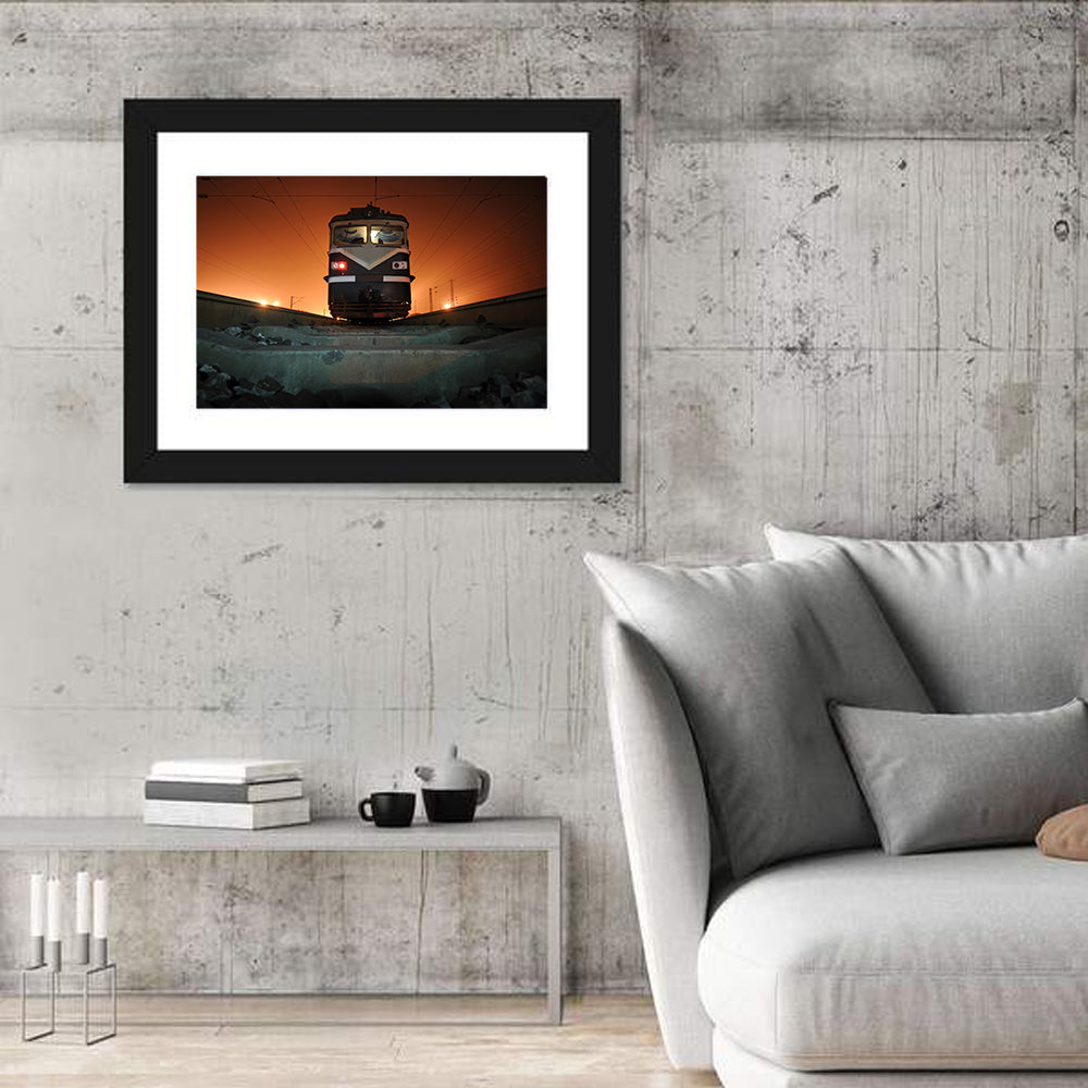 Cinematic Night Electric Locomotive Wall Art