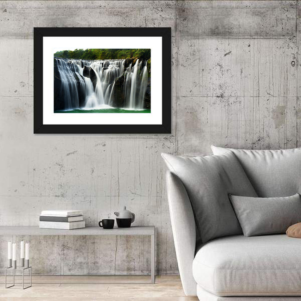 Shifen Waterfall Wall Art in a room, landscape