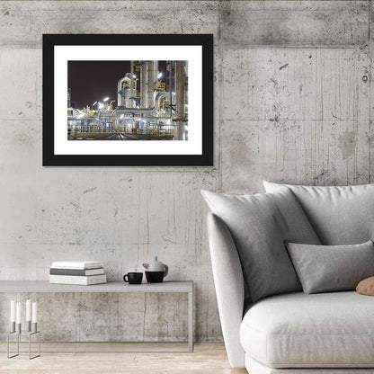 Night Refinery Pipes and Towers Wall Art