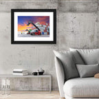 Red Reach Stackers at Sunset Wall Art