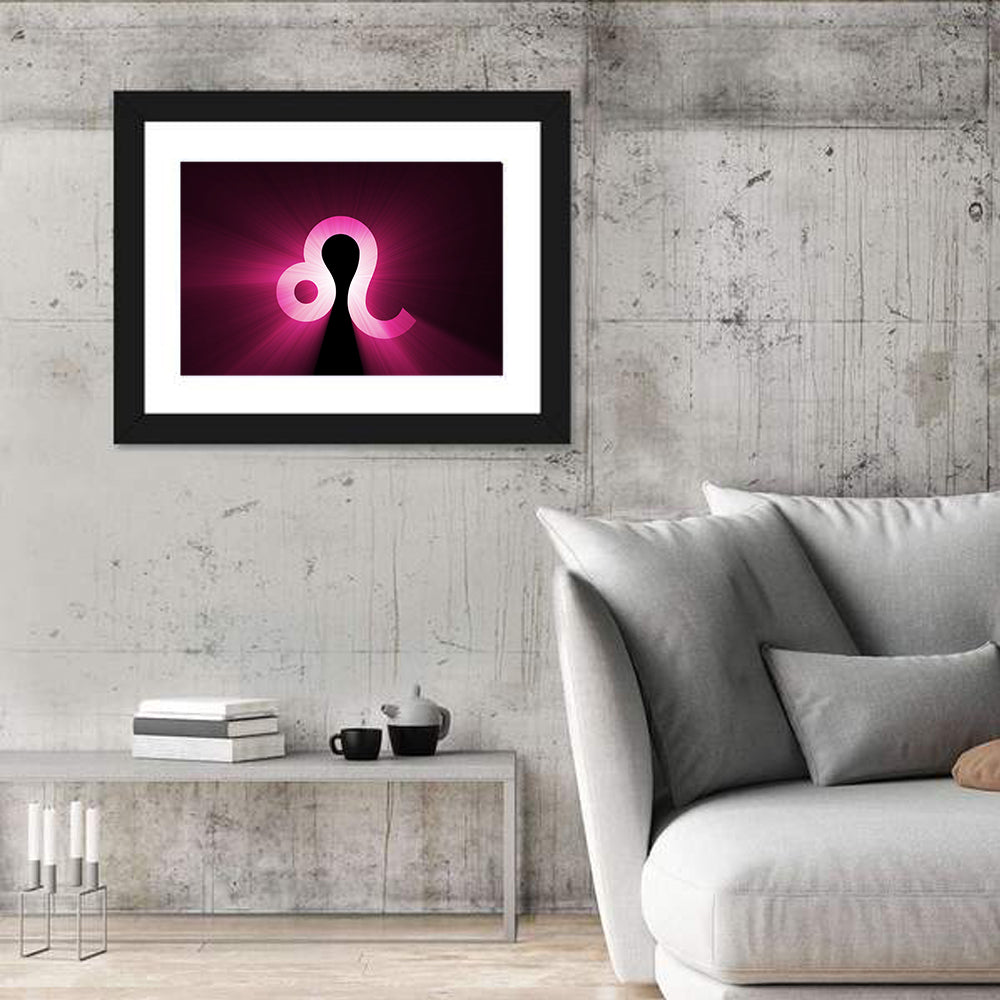 Glowing Magenta Leo Symbol Wall Art