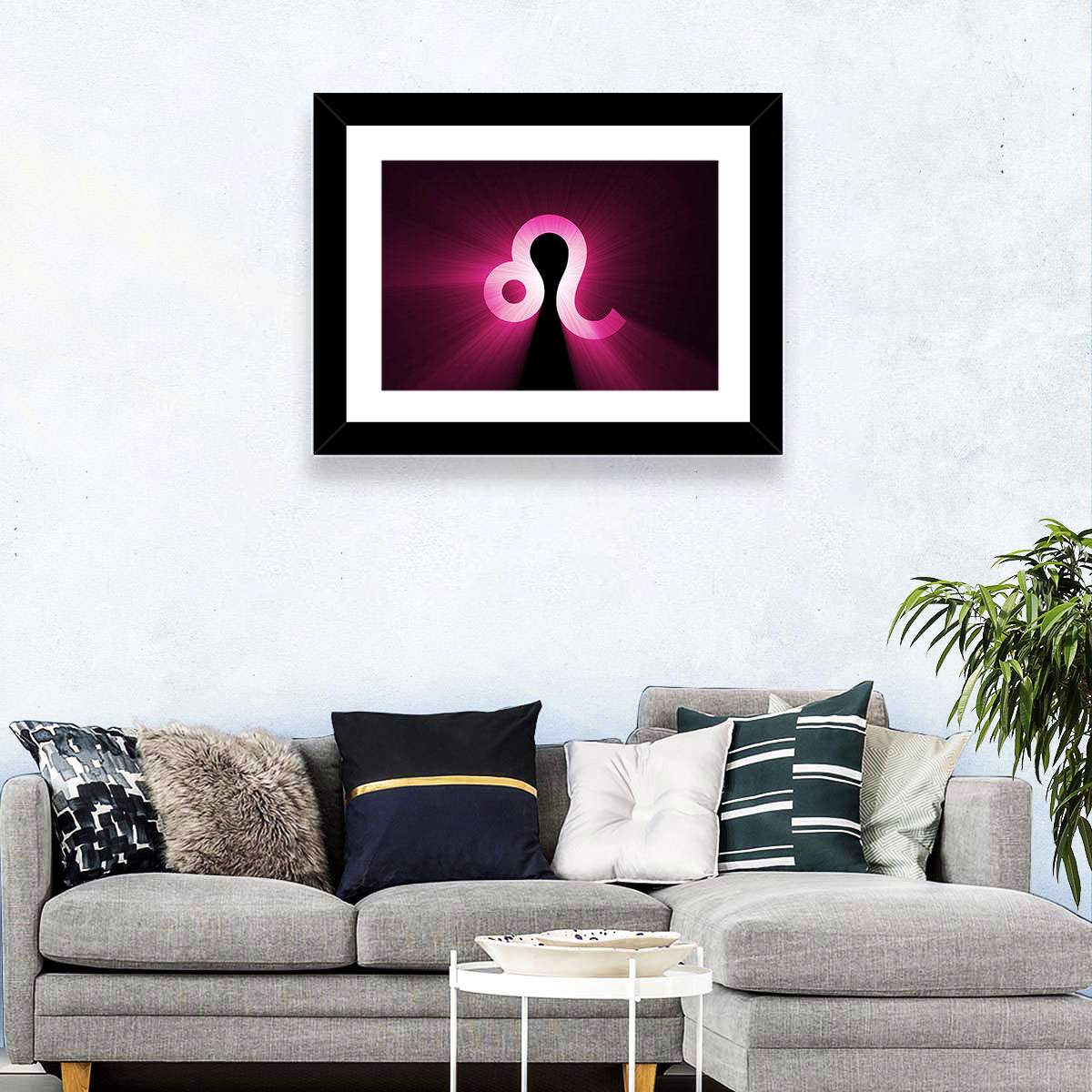 Glowing Magenta Leo Symbol Wall Art