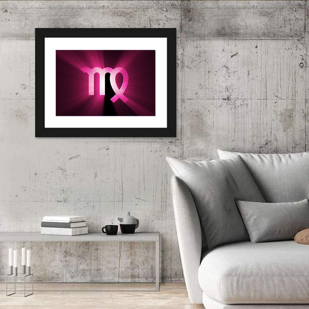 Radiant Virgo Symbol Wall Art in a room, landscape
