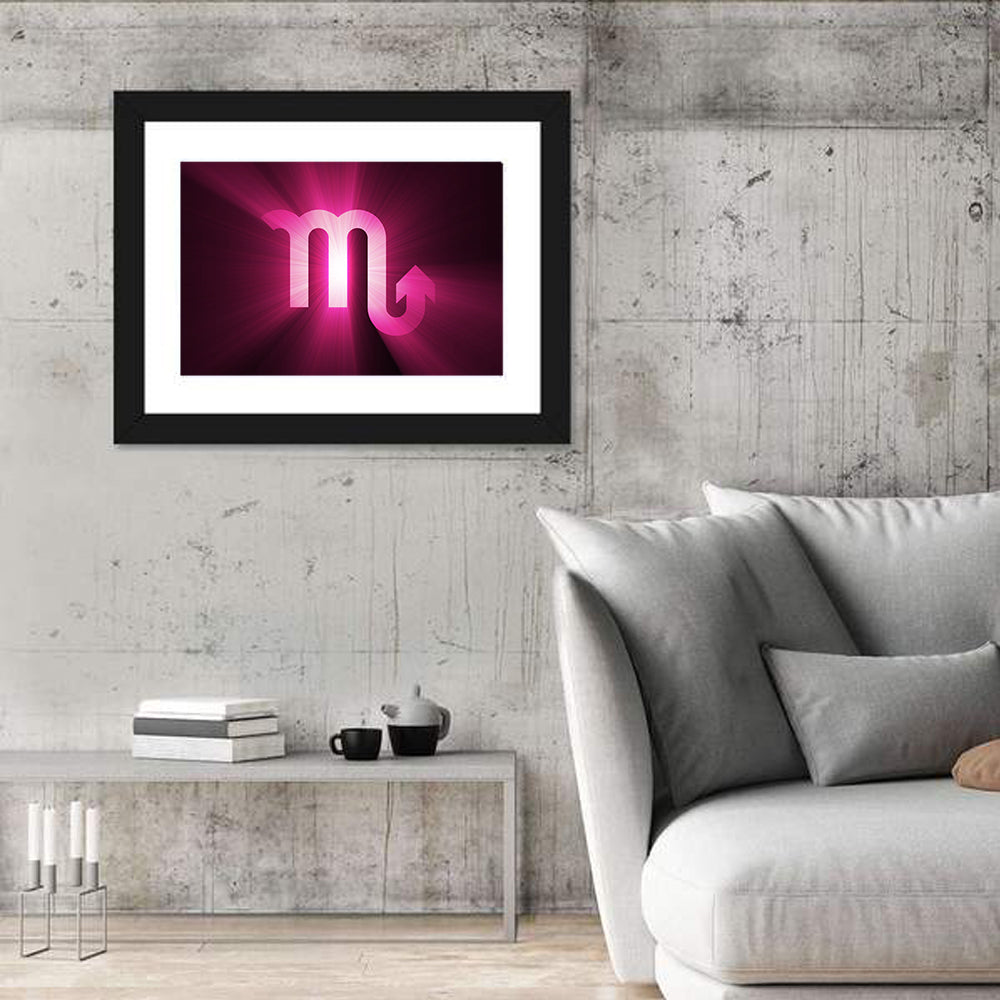 Scorpio Glyph with Magenta Burst Wall Art