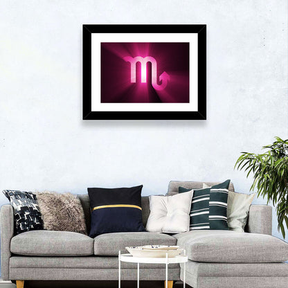 Scorpio Glyph with Magenta Burst Wall Art