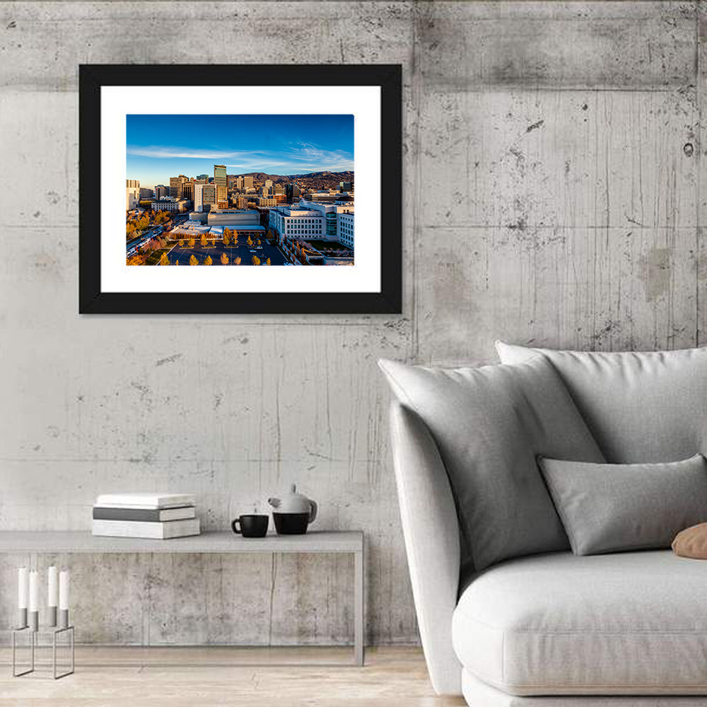 Salt Lake City Skyline at Golden Hour Wall Art
